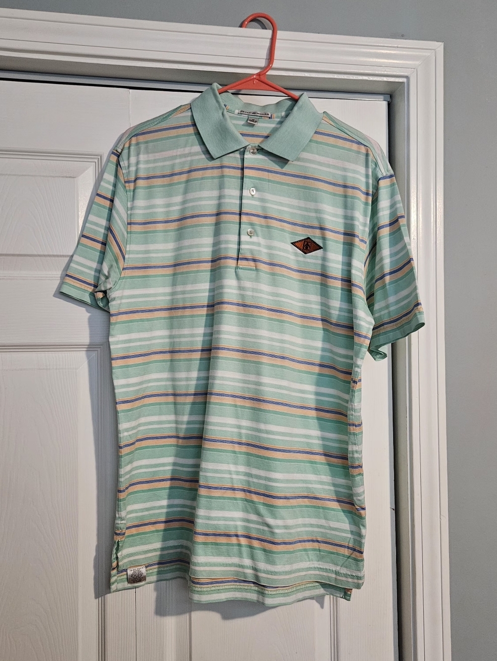 Peter Millar Mint Green Striped  Polo Size M